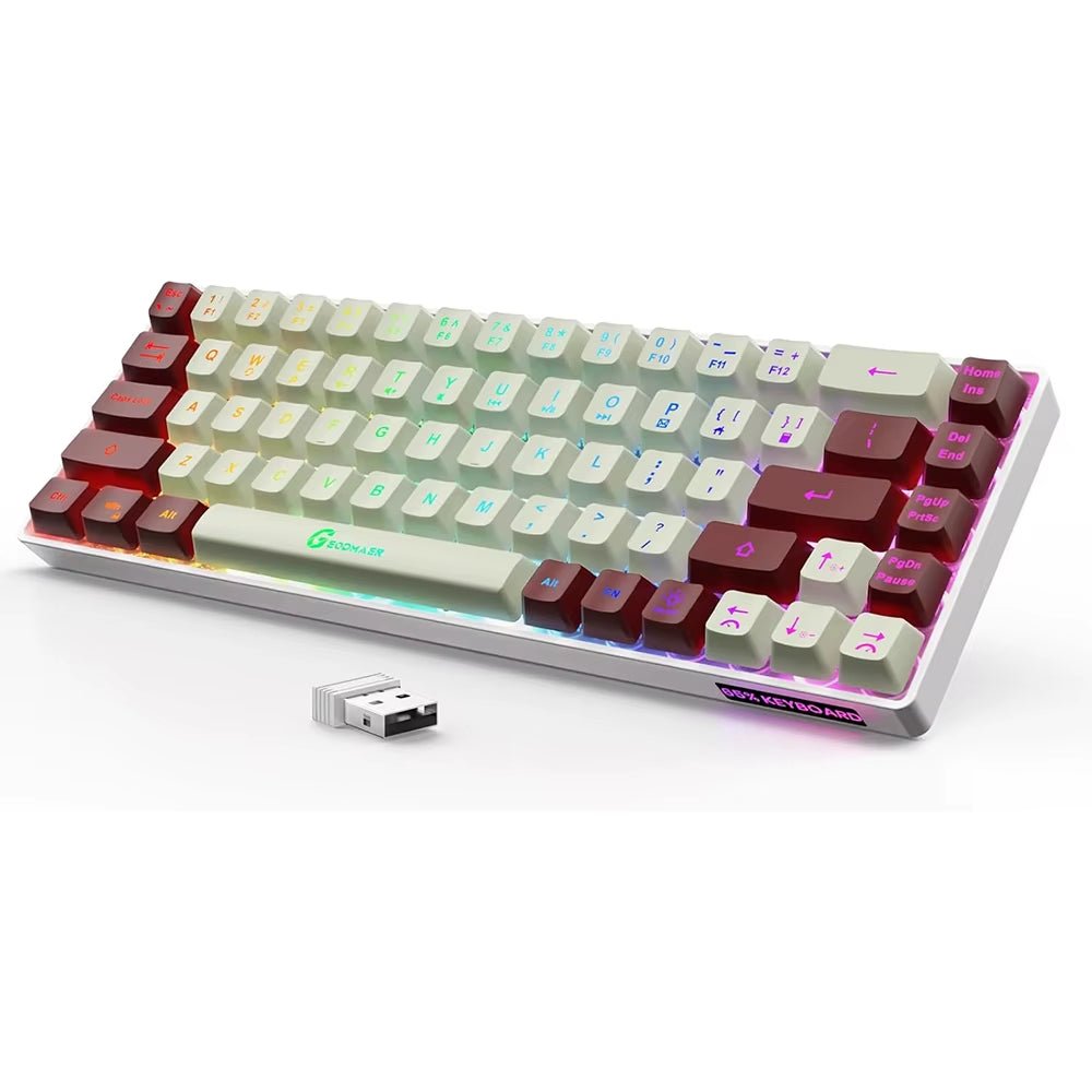 2.4G Wireless Gaming Keyboard Rechargeable Backlit Gaming Keyboard 68 Keys English/Spanish Layout Keyboard for PC - GadgifyLab
