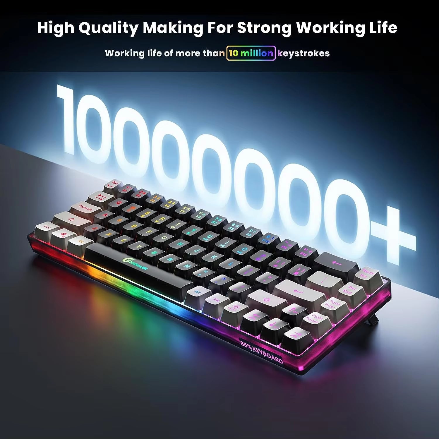 2.4G Wireless Gaming Keyboard Rechargeable Backlit Gaming Keyboard 68 Keys English/Spanish Layout Keyboard for PC - GadgifyLab
