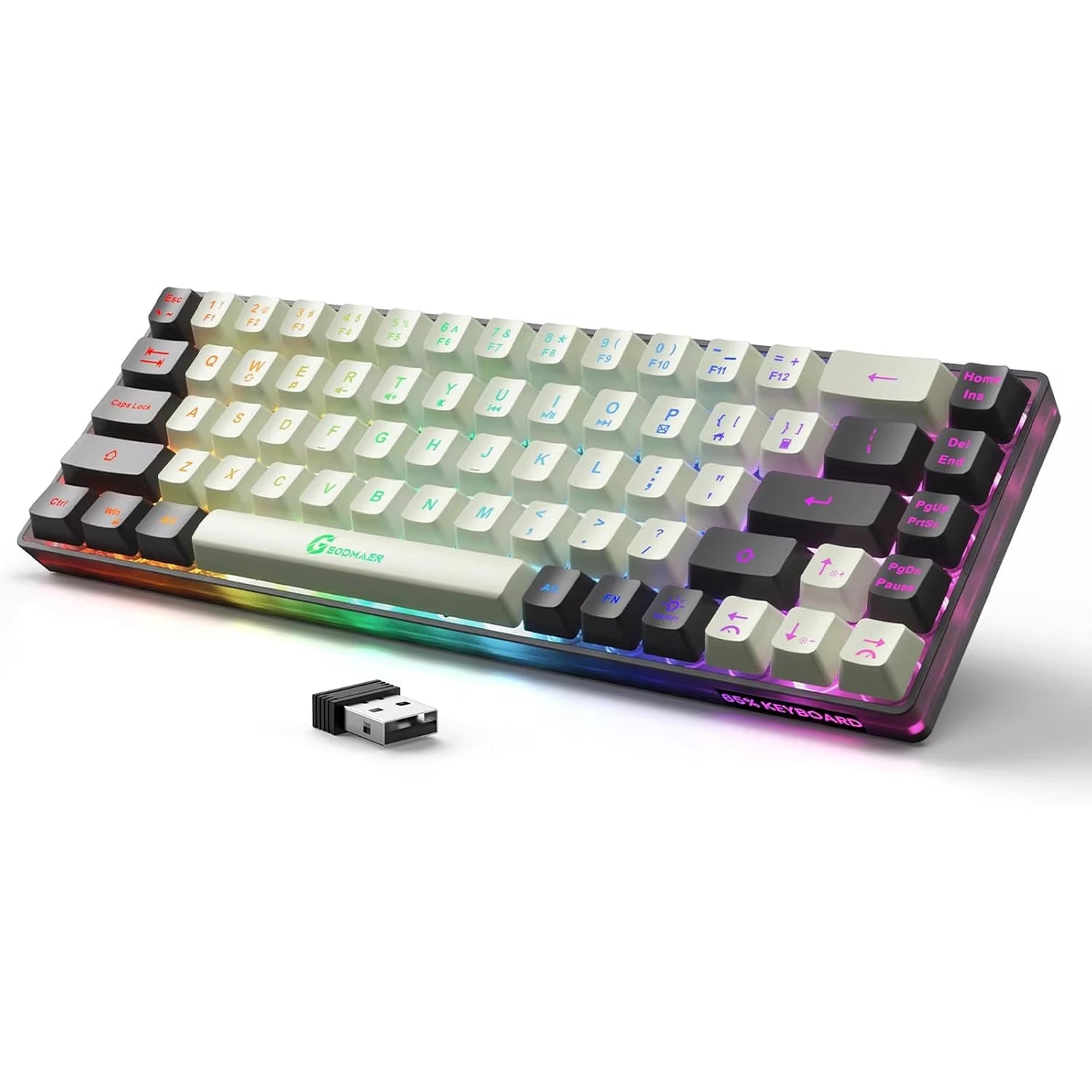 2.4G Wireless Gaming Keyboard Rechargeable Backlit Gaming Keyboard 68 Keys English/Spanish Layout Keyboard for PC - GadgifyLab