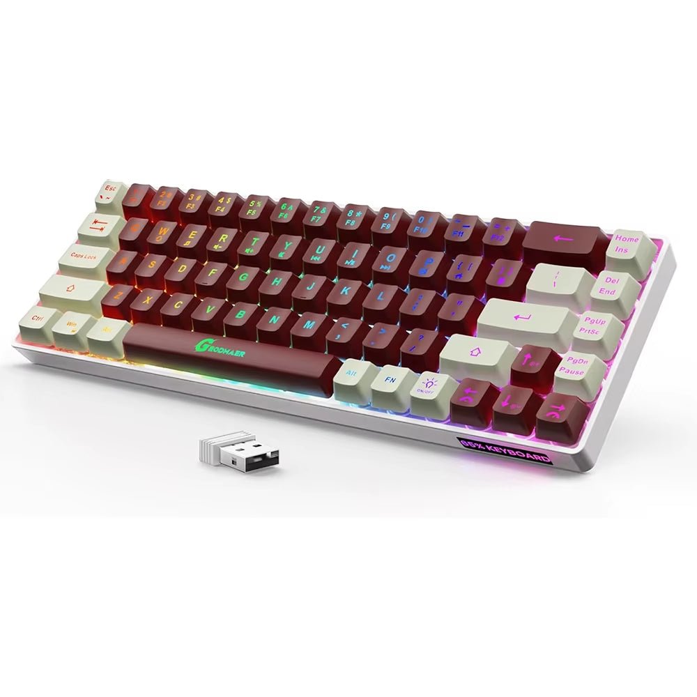 2.4G Wireless Gaming Keyboard Rechargeable Backlit Gaming Keyboard 68 Keys English/Spanish Layout Keyboard for PC - GadgifyLab