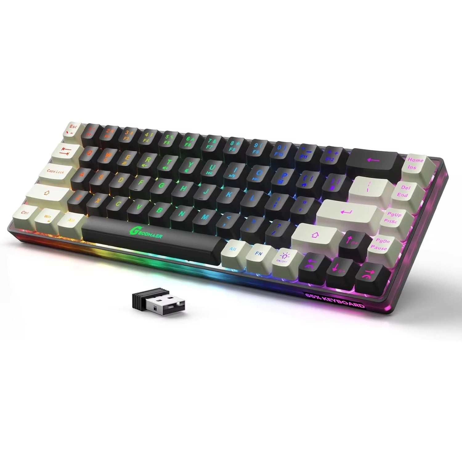 2.4G Wireless Gaming Keyboard Rechargeable Backlit Gaming Keyboard 68 Keys English/Spanish Layout Keyboard for PC - GadgifyLab