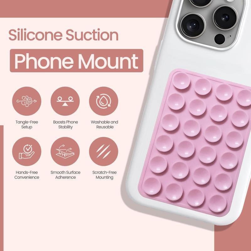 2PCS Silicone Suction Cup Phone Mount: Your Hands - Free Companion for Epic Selfies and Videos! - GadgifyLab
