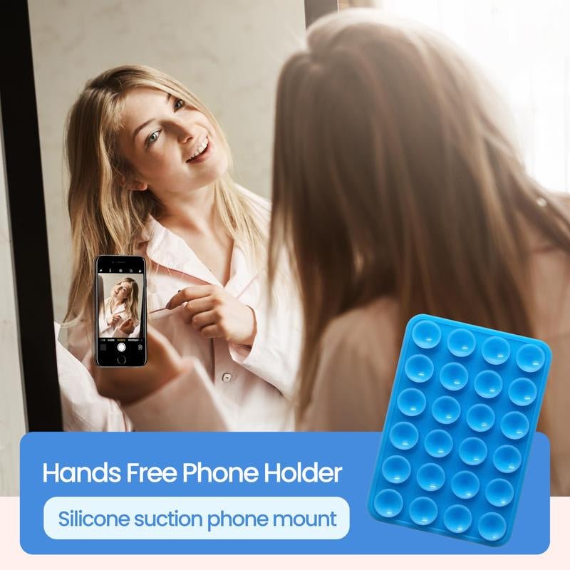 2PCS Silicone Suction Cup Phone Mount: Your Hands - Free Companion for Epic Selfies and Videos! - GadgifyLab