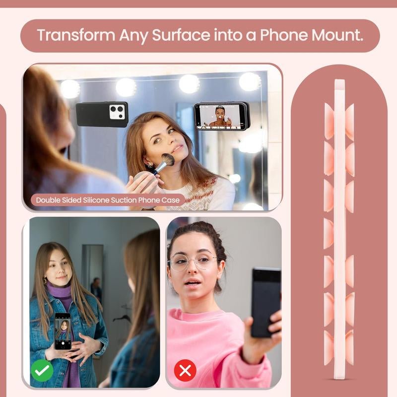 2PCS Silicone Suction Cup Phone Mount: Your Hands - Free Companion for Epic Selfies and Videos! - GadgifyLab