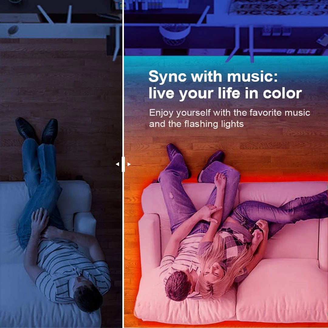 50 FT LED Strip Lights,Bluetooth LED Lights for Bedroom, Color Changing Light Strip with Music Sync, Phone Controller and IR Remote(App+Remote +Mic). - GadgifyLab