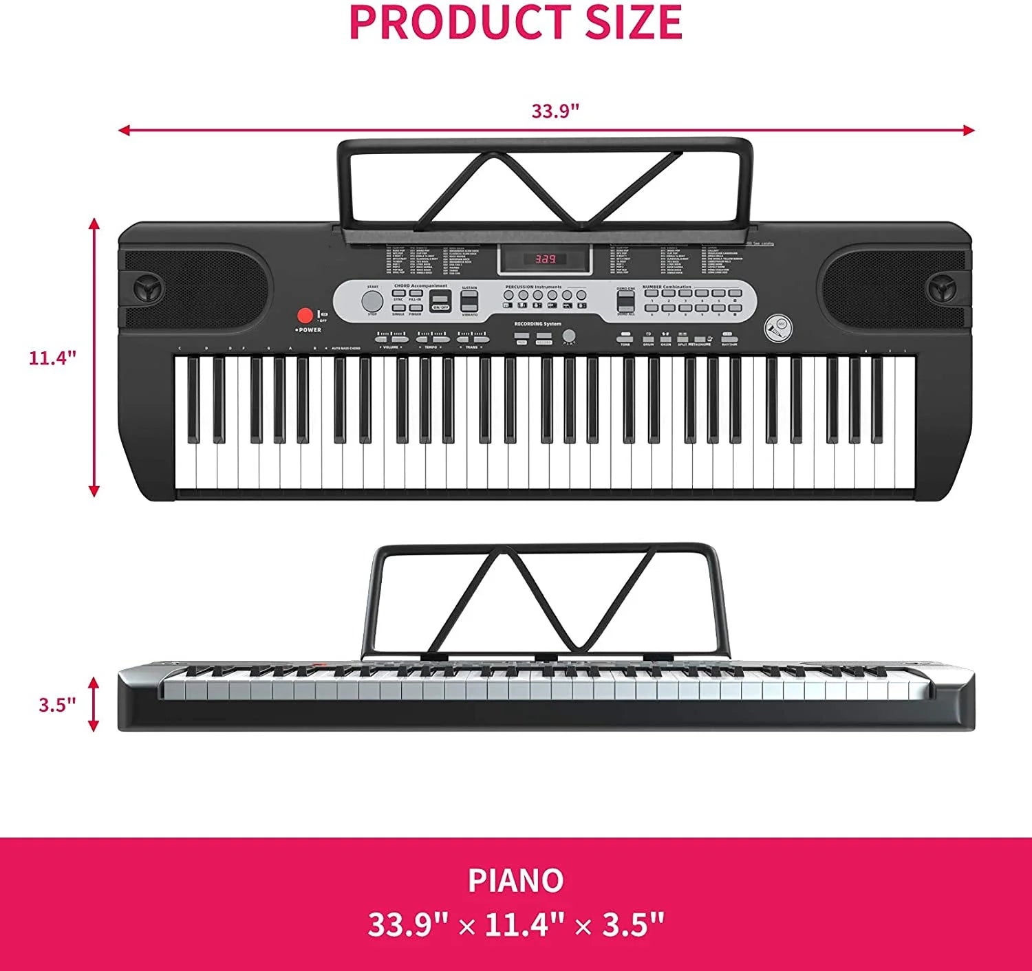 61 Key Piano Keyboard Portable Electric Keyboard with Microphone - GadgifyLab