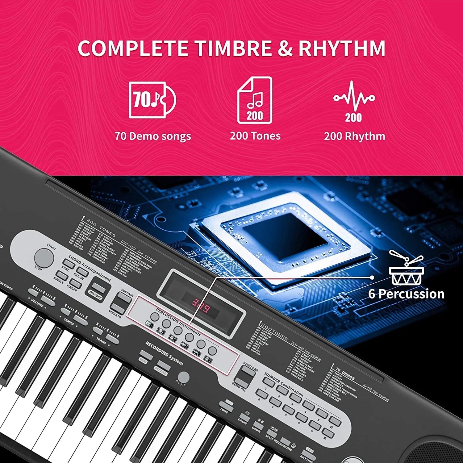 61 Key Piano Keyboard Portable Electric Keyboard with Microphone - GadgifyLab