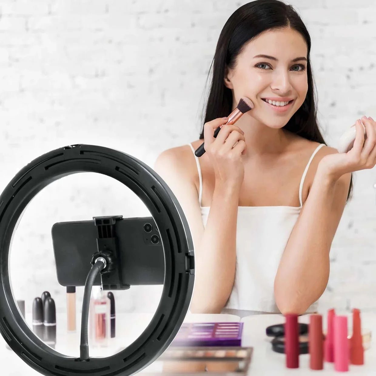 8” Selfie Ring Light Studio with Tripod Stand and Phone Holder – 8” LED Ring Light, 51” Extendable Tripod, 360º Tripod Ball Head, 3 White Modes, 10 Bright Levels, Wireless Remote - GadgifyLab