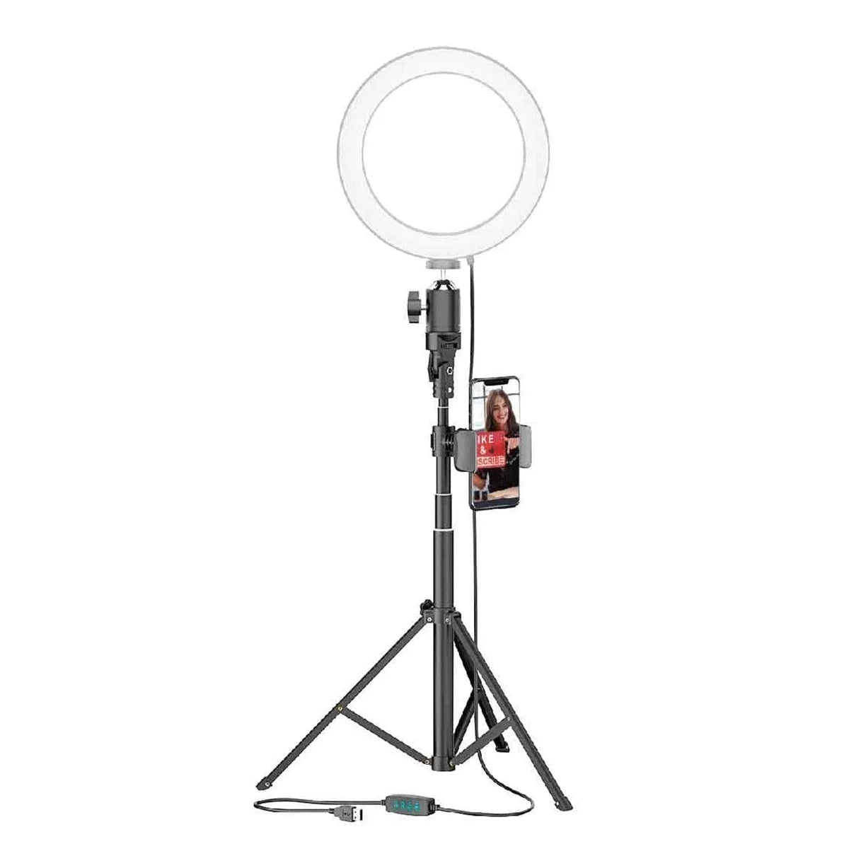 8” Selfie Ring Light Studio with Tripod Stand and Phone Holder – 8” LED Ring Light, 51” Extendable Tripod, 360º Tripod Ball Head, 3 White Modes, 10 Bright Levels, Wireless Remote - GadgifyLab
