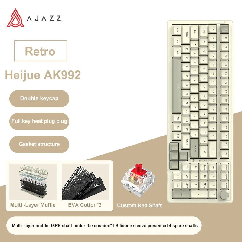 AK992 Wired Mechanical Keyboard 98 - Key Full Layout Hot - Swap USB Gaming Keyboard Multimedia Key Knob for Desktop PC Laptop - GadgifyLab