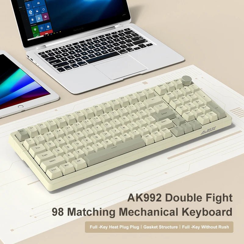 AK992 Wired Mechanical Keyboard 98 - Key Full Layout Hot - Swap USB Gaming Keyboard Multimedia Key Knob for Desktop PC Laptop - GadgifyLab