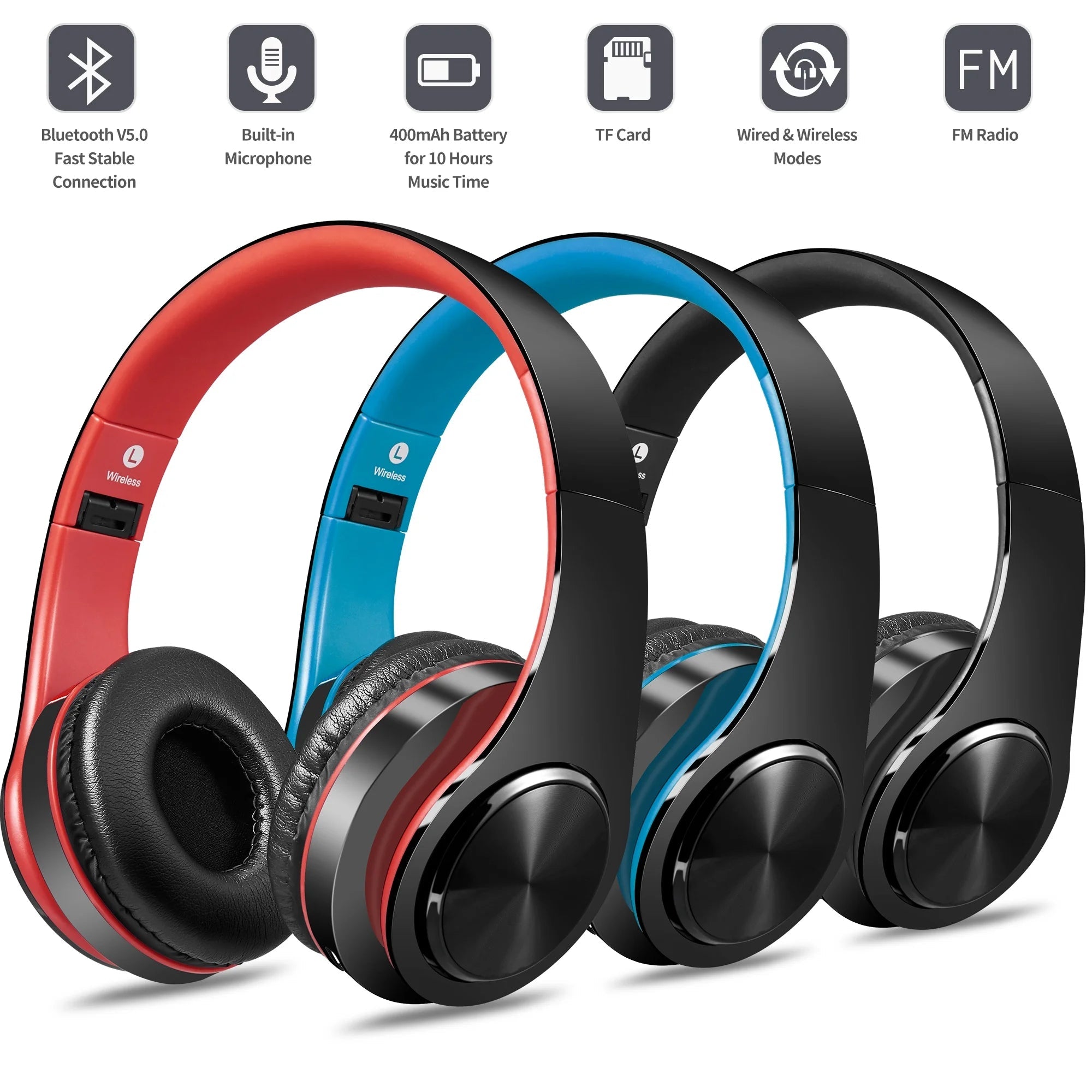 Bluetooth Headphones over Ear, LUXMO Wireless Noise Cancelling Headphones Foldable Stereo Headset with Mic, Rechargeable Headphones Handsfree Headphones for PC, Laptops and Smartphones - GadgifyLab