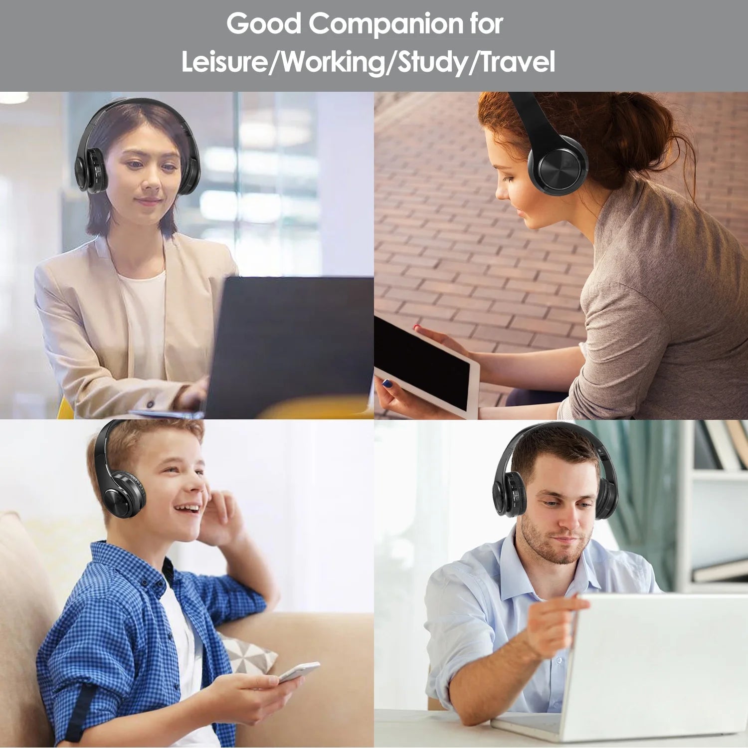 Bluetooth Headphones over Ear, LUXMO Wireless Noise Cancelling Headphones Foldable Stereo Headset with Mic, Rechargeable Headphones Handsfree Headphones for PC, Laptops and Smartphones - GadgifyLab