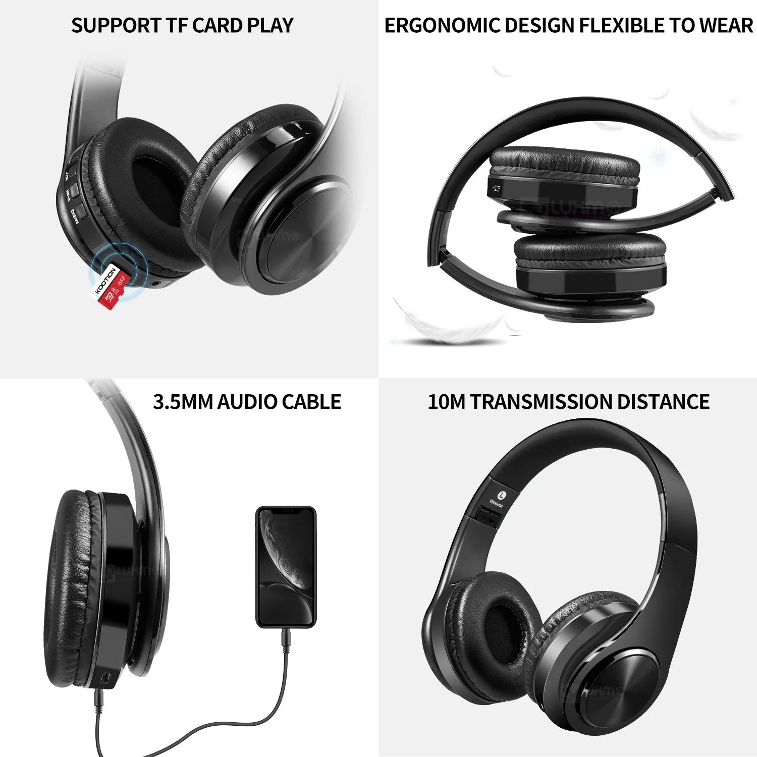 Bluetooth Headphones over Ear, LUXMO Wireless Noise Cancelling Headphones Foldable Stereo Headset with Mic, Rechargeable Headphones Handsfree Headphones for PC, Laptops and Smartphones - GadgifyLab