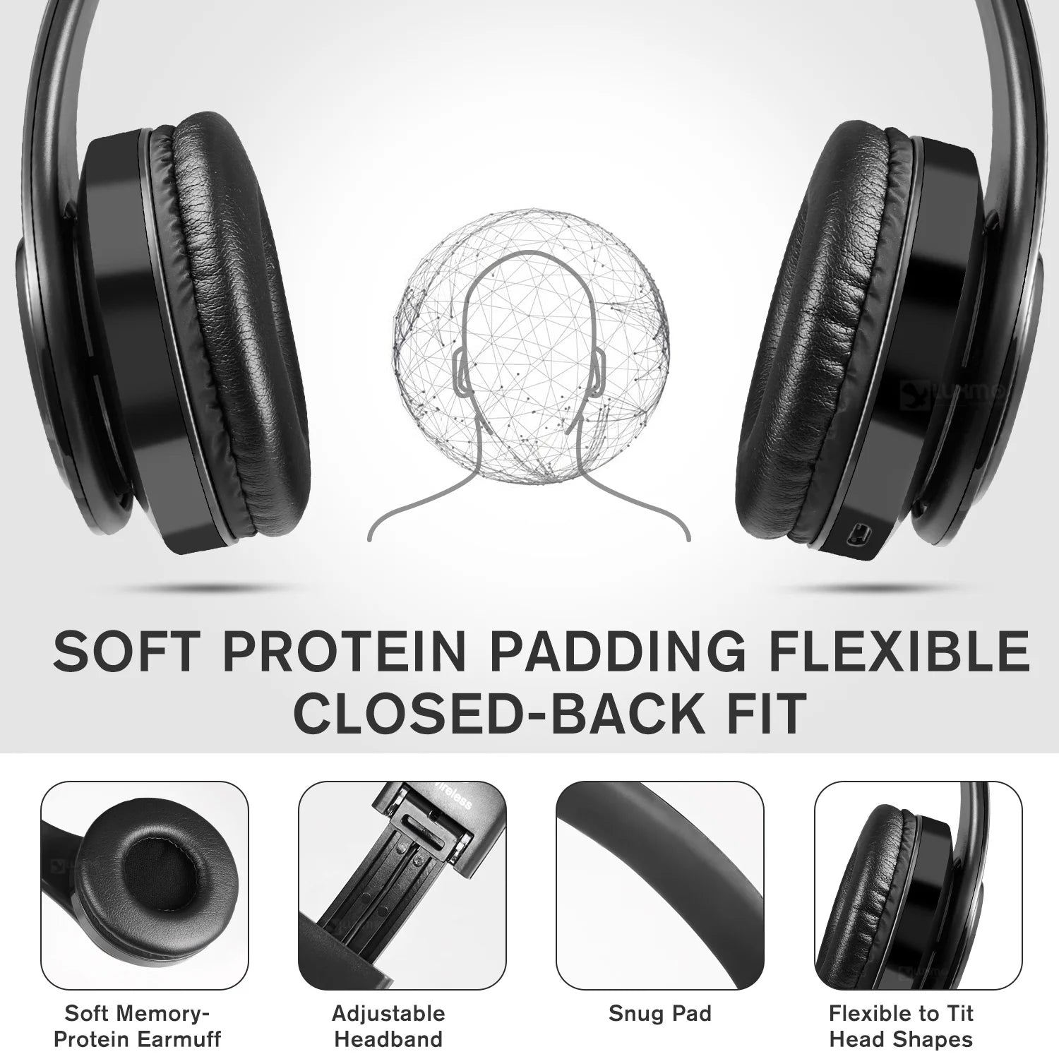 Bluetooth Headphones over Ear, LUXMO Wireless Noise Cancelling Headphones Foldable Stereo Headset with Mic, Rechargeable Headphones Handsfree Headphones for PC, Laptops and Smartphones - GadgifyLab