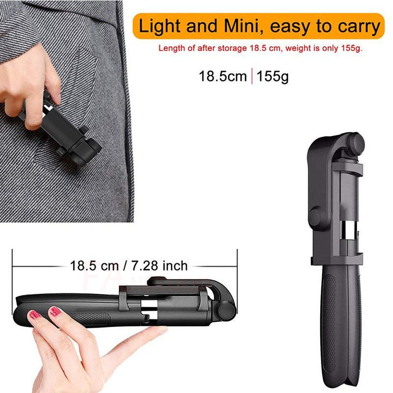 Compatible with Apple, Tripod Selfie Stick Mobile Universal Live Triangle Bracket One Bluetooth Selfie Artifact - GadgifyLabPhone Accessories
