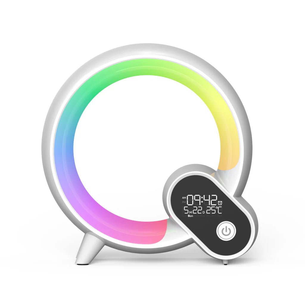 Creative Q Light Analog Sunrise Digital Display Alarm Clock Bluetooth Audio Intelligent Wake - Up Q Colorful Atmosphere Light - GadgifyLab