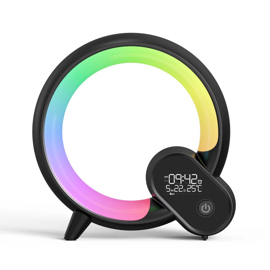 Creative Q Light Analog Sunrise Digital Display Alarm Clock Bluetooth Audio Intelligent Wake - Up Q Colorful Atmosphere Light - GadgifyLab