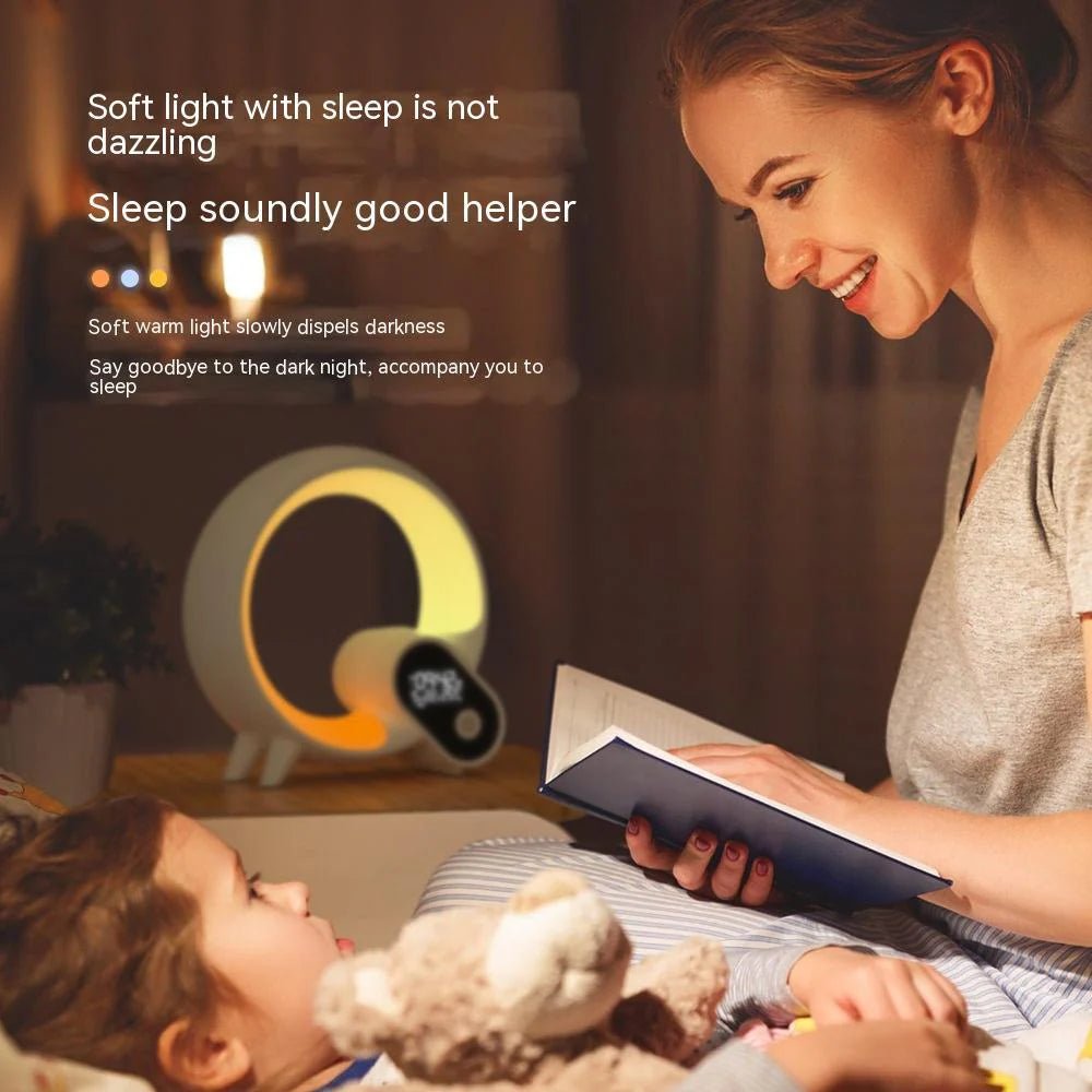 Creative Q Light Analog Sunrise Digital Display Alarm Clock Bluetooth Audio Intelligent Wake - Up Q Colorful Atmosphere Light - GadgifyLab