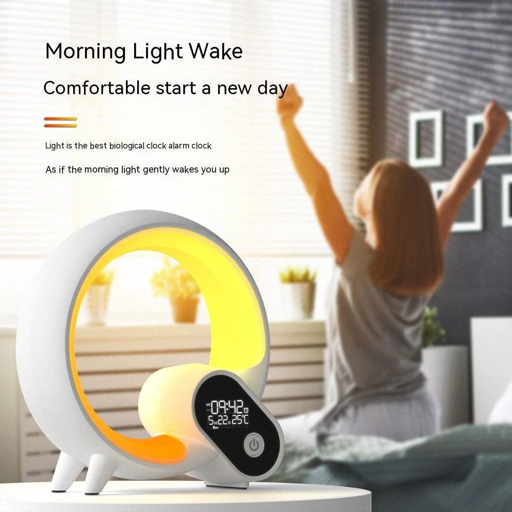 Creative Q Light Analog Sunrise Digital Display Alarm Clock Bluetooth Audio Intelligent Wake - Up Q Colorful Atmosphere Light - GadgifyLab
