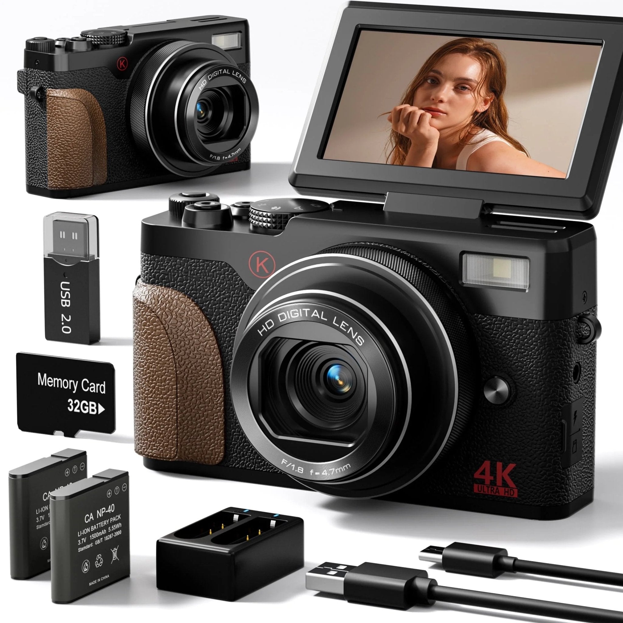 Digital Camera 4K 56MP Cameras for Photography for Youtube with 32GB SD Card - GadgifyLab