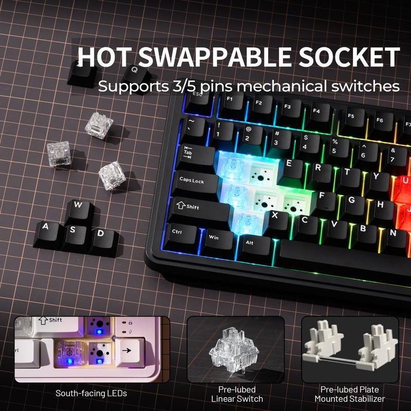 Elevate Your Gaming Experience with the XVX M75 Lumina Tri - Mode 75% Mechanical Wireless Keyboard featuring Enhanced Control Knob - GadgifyLab