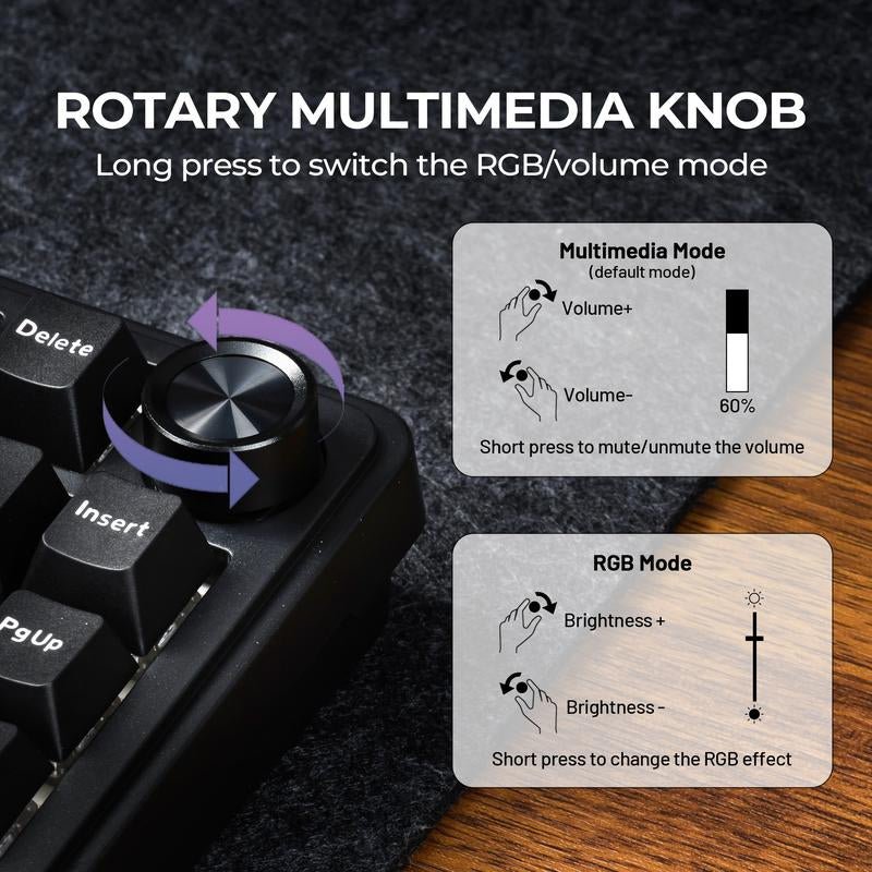 Elevate Your Gaming Experience with the XVX M75 Lumina Tri - Mode 75% Mechanical Wireless Keyboard featuring Enhanced Control Knob - GadgifyLab