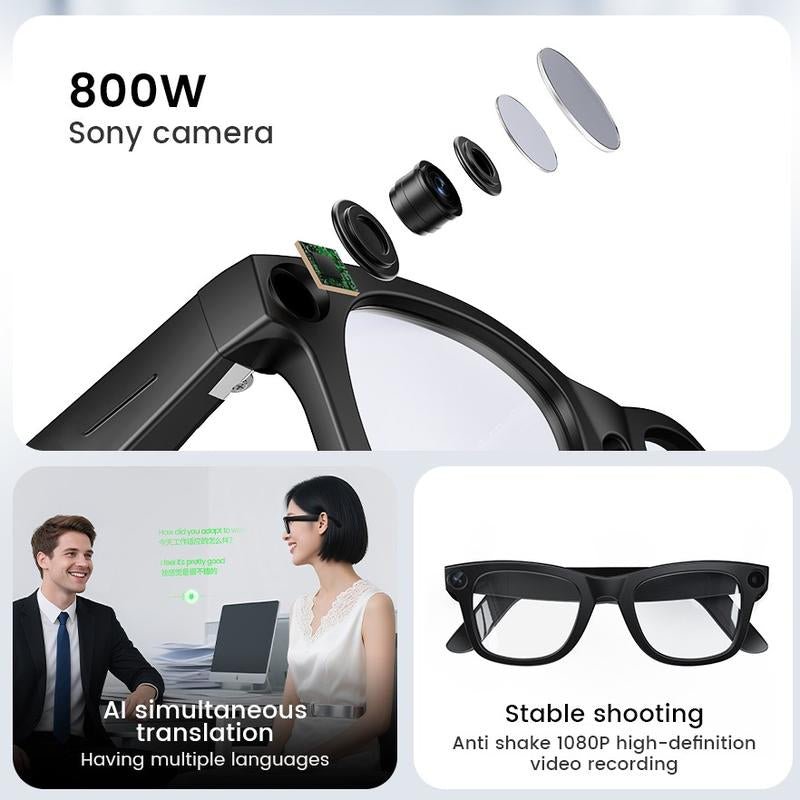 Experience the Future with Evomi Touch - Control Bluetooth Smart Glasses - HD Camera, Wireless Connectivity, and Dual Interchangeable Lenses for Day and Night Use - GadgifyLab