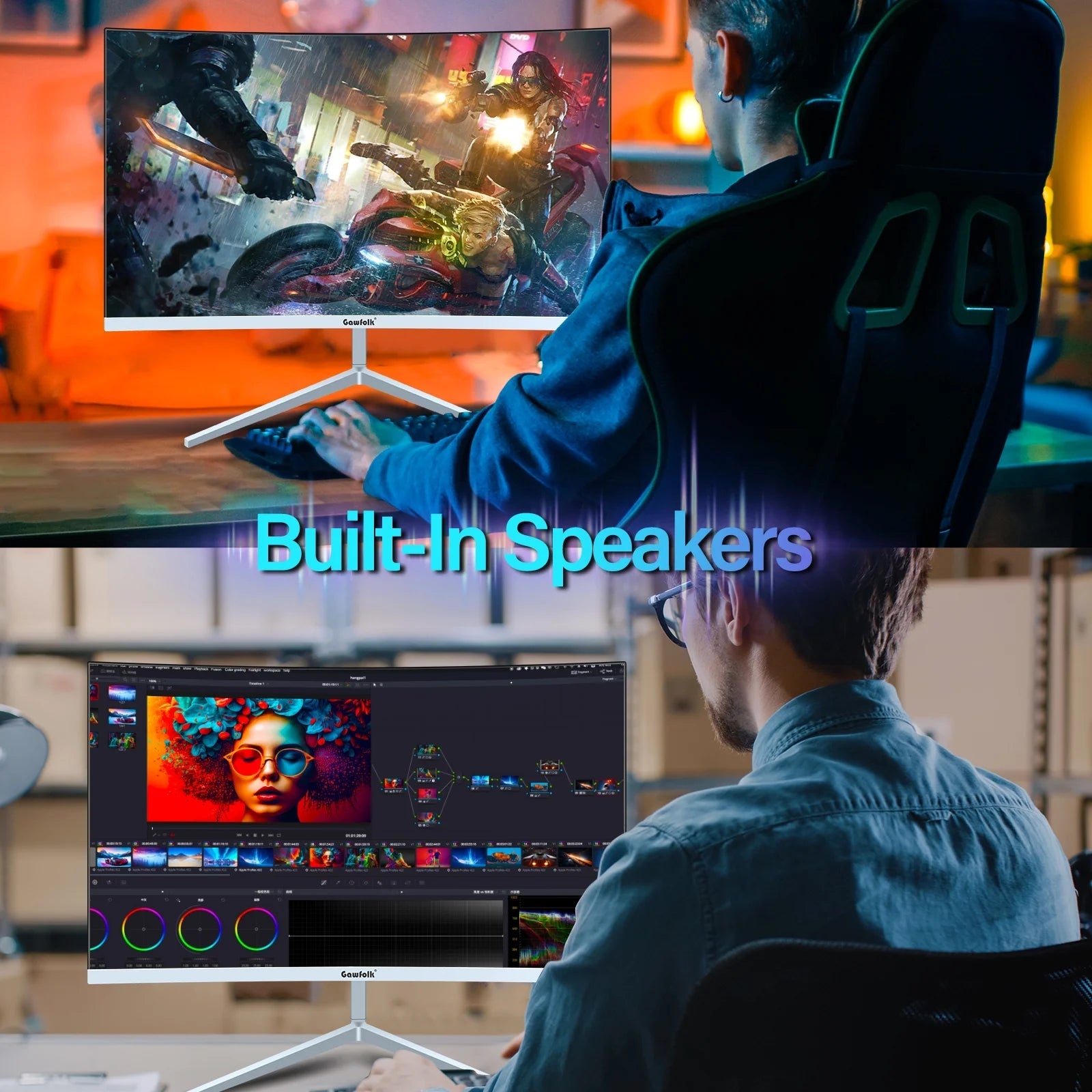 Gawfolk 24 Inch Business PC Monitor 1080P 100HZ Refresh Rate Gaming Computer Display - GadgifyLab
