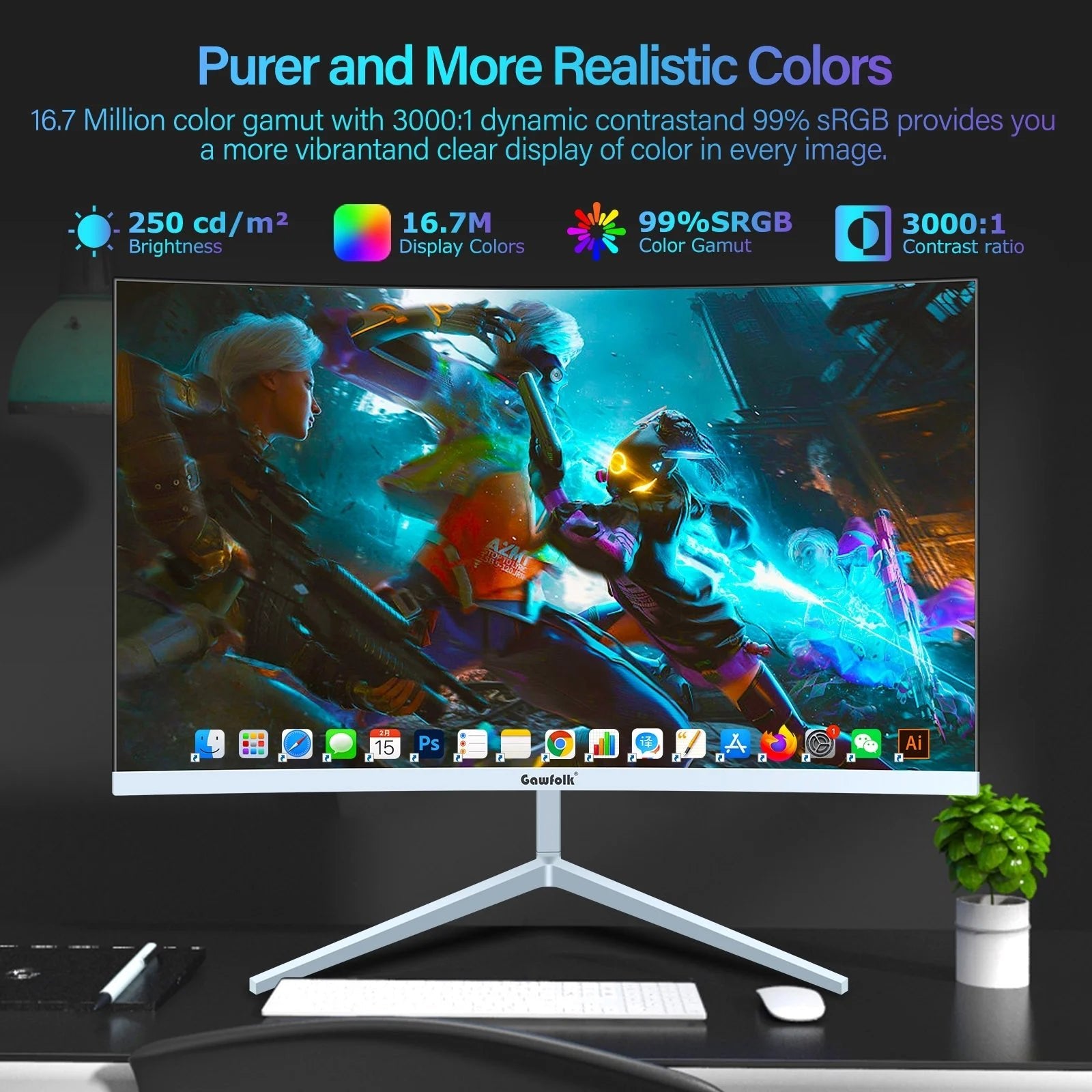 Gawfolk 24 Inch Business PC Monitor 1080P 100HZ Refresh Rate Gaming Computer Display - GadgifyLab
