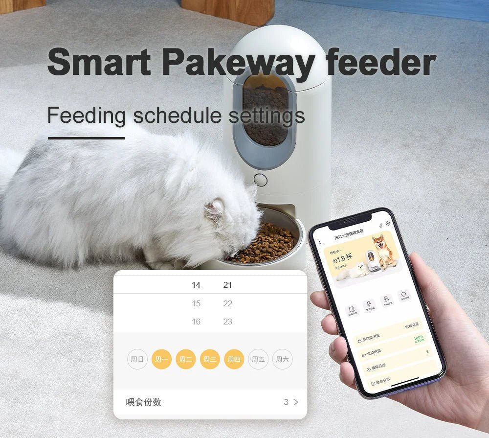 HEYBO Automatic Cat Feeder Timed Cat Food Dispenser Wifi with APP Control for Remote - GadgifyLab
