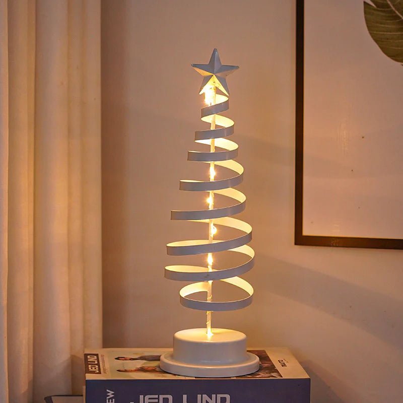 “LED Spiral Christmas Tree Lamp – Wrought Iron Desk Ornament for Festive Decor” - GadgifyLab