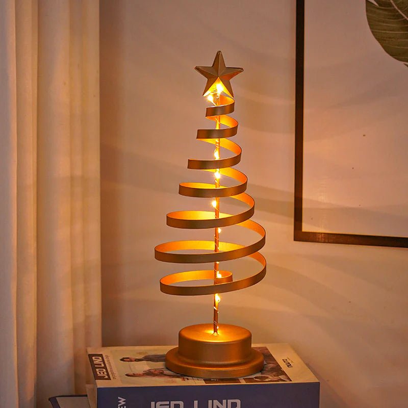 “LED Spiral Christmas Tree Lamp – Wrought Iron Desk Ornament for Festive Decor” - GadgifyLab