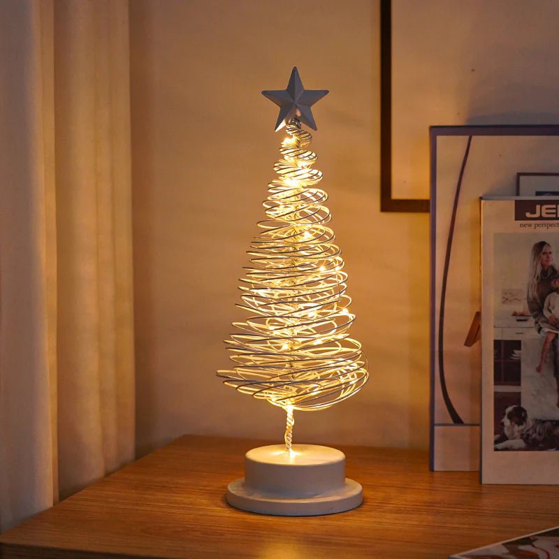 “LED Spiral Christmas Tree Lamp – Wrought Iron Desk Ornament for Festive Decor” - GadgifyLab
