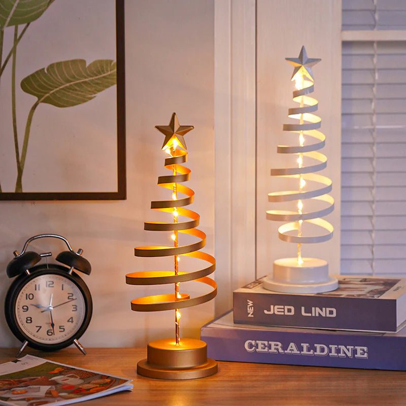 “LED Spiral Christmas Tree Lamp – Wrought Iron Desk Ornament for Festive Decor” - GadgifyLab