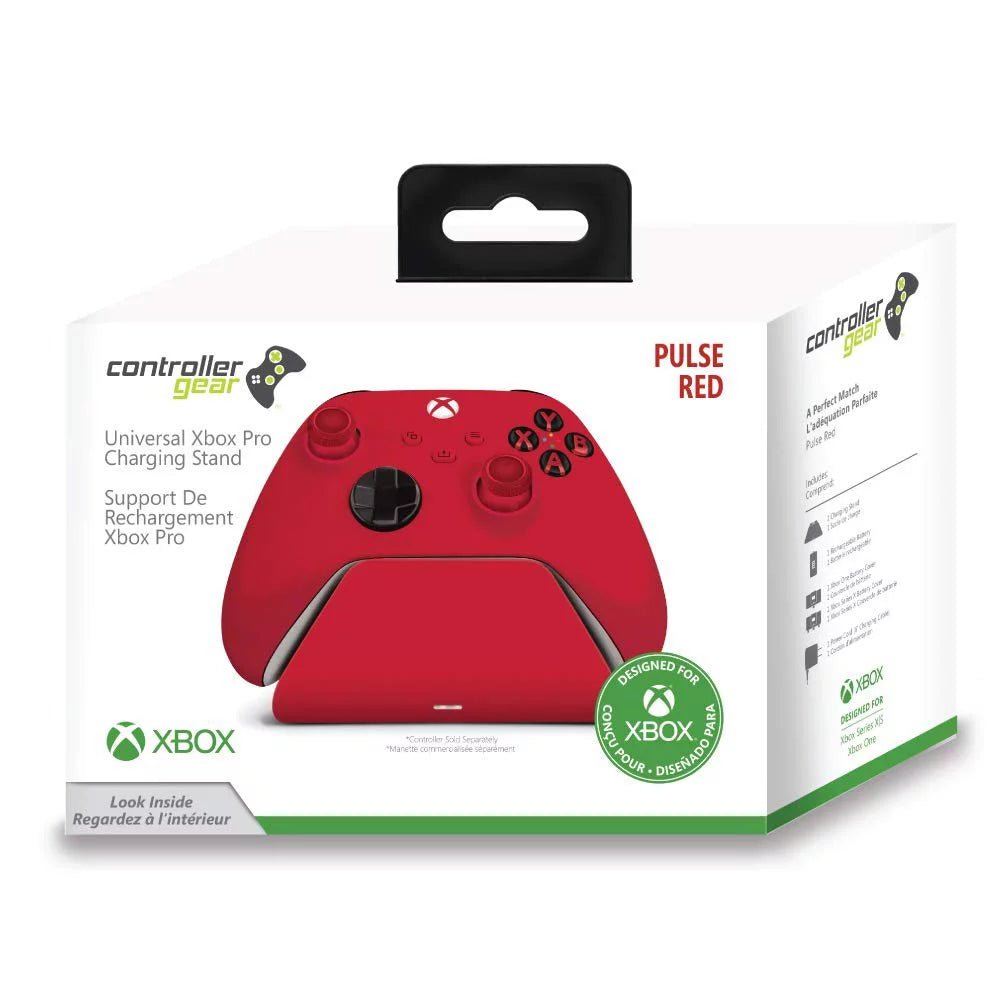 Pulse Red Universal Xbox Pro Charging Stand with 1100 Mah Rechargeable Battery, Charging Station for Xbox Series XS and Xbox One - GadgifyLab