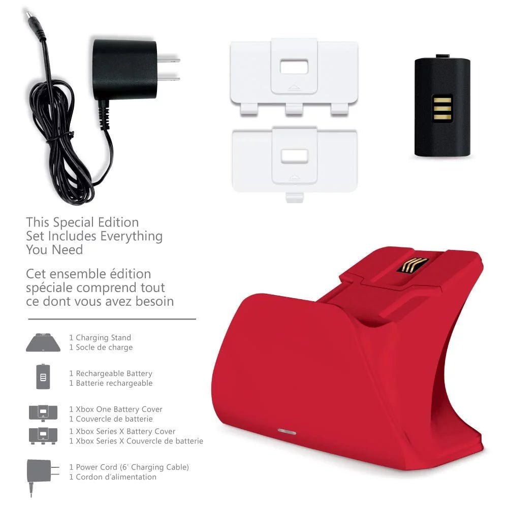 Pulse Red Universal Xbox Pro Charging Stand with 1100 Mah Rechargeable Battery, Charging Station for Xbox Series XS and Xbox One - GadgifyLab