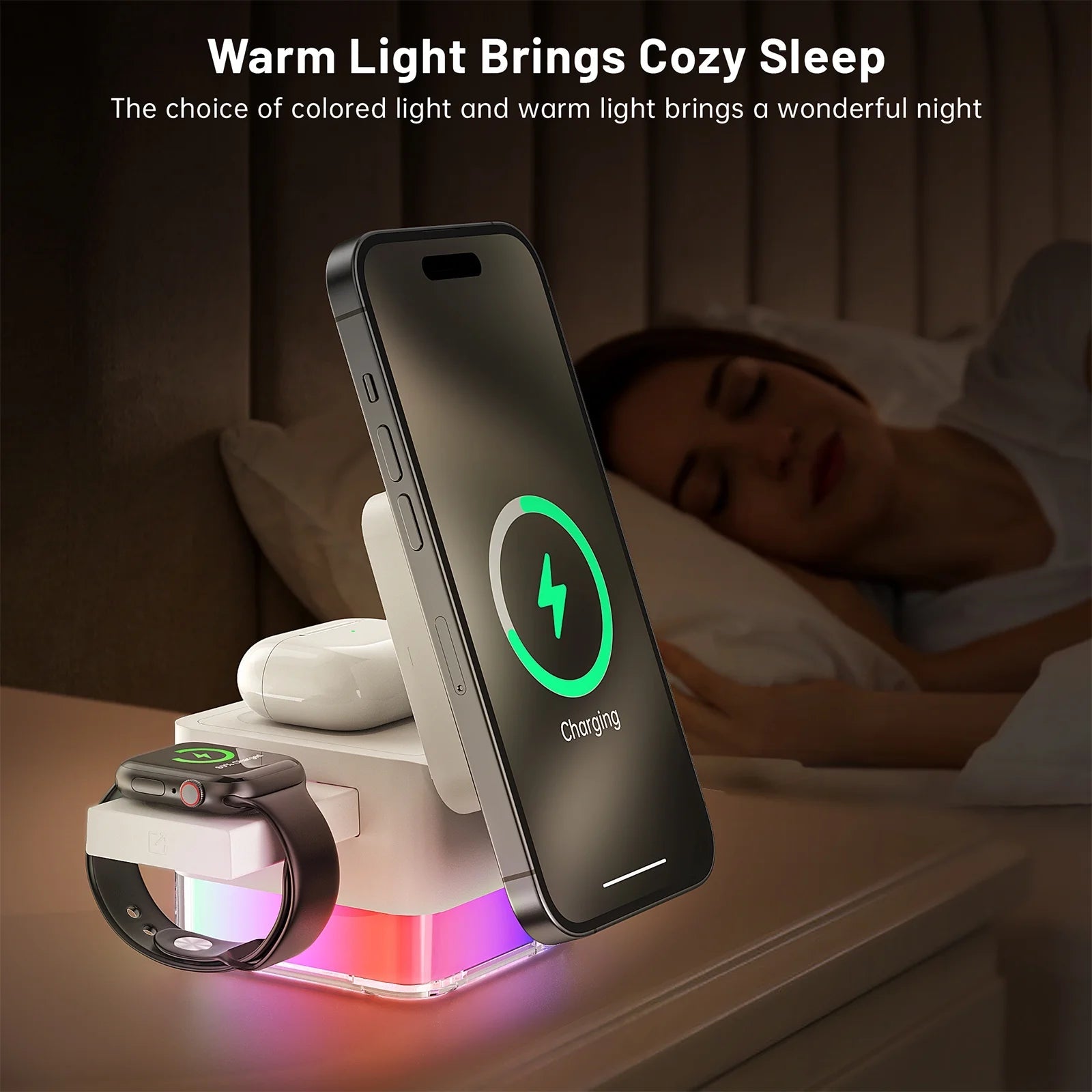 Wireless Charging Station, 3 in 1 Wireless Charger Stand for Multiple Iphone Devices, Wireless Charger for Iphone 16/15/14/13/12/Pro/Pro Max, Iwatch 10/SE/9/8/7/6/5/4/3/2, Airpods 2/3, White - GadgifyLab