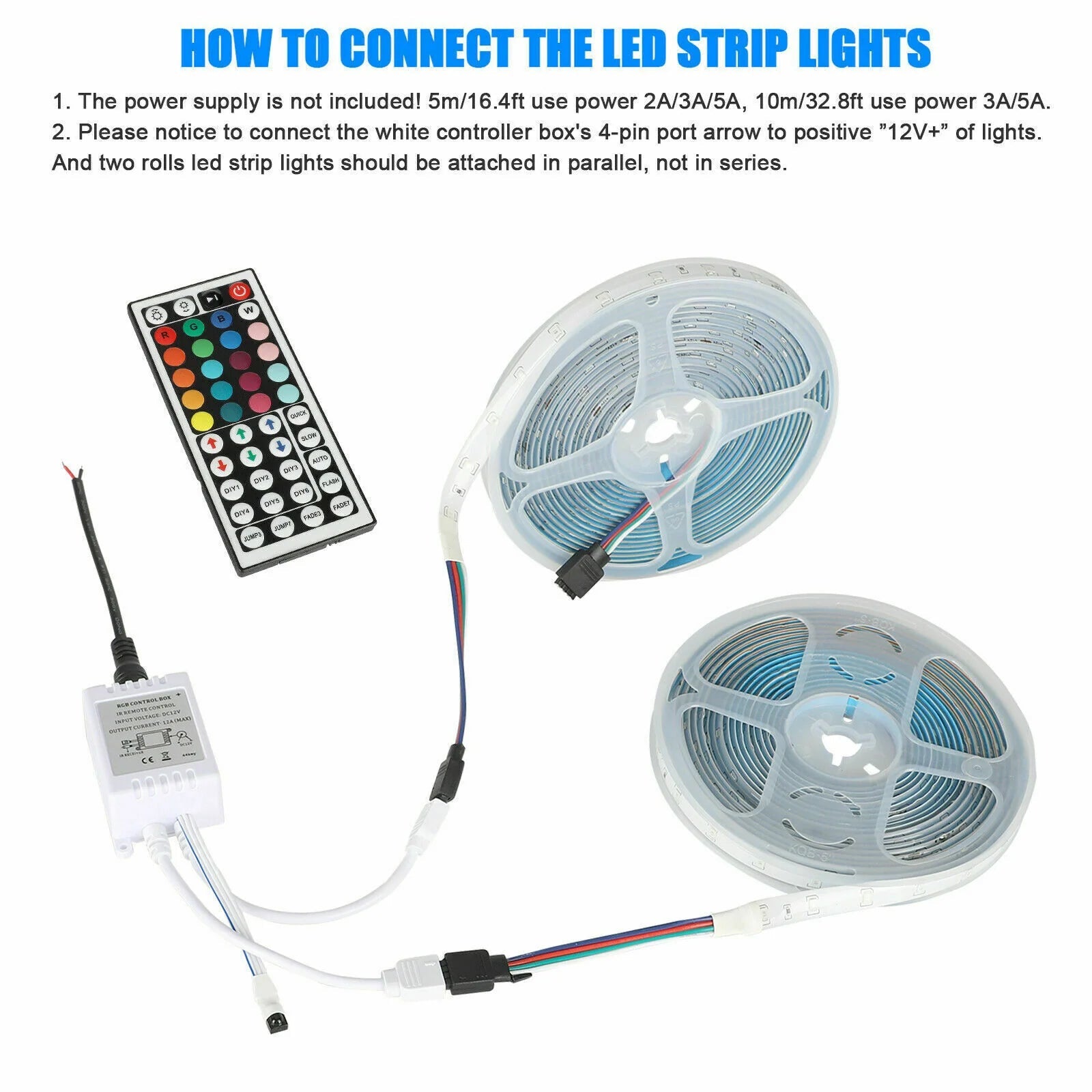 32FT LED SMD Strip Light Flexible 3528 RGB Remote Fairy Lights Room TV Party Bar - GadgifyLab