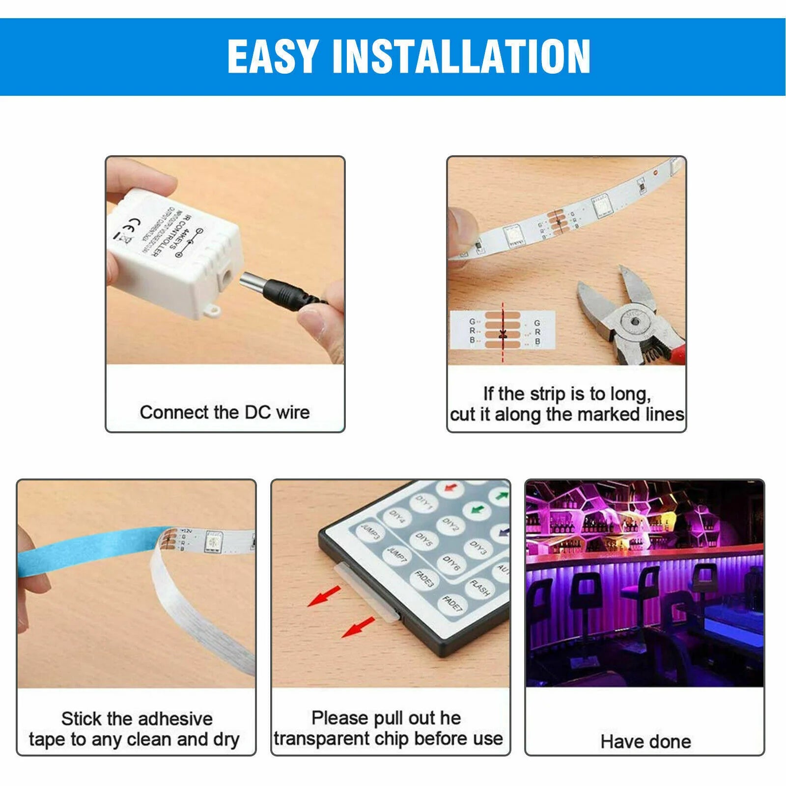 32FT LED SMD Strip Light Flexible 3528 RGB Remote Fairy Lights Room TV Party Bar - GadgifyLab