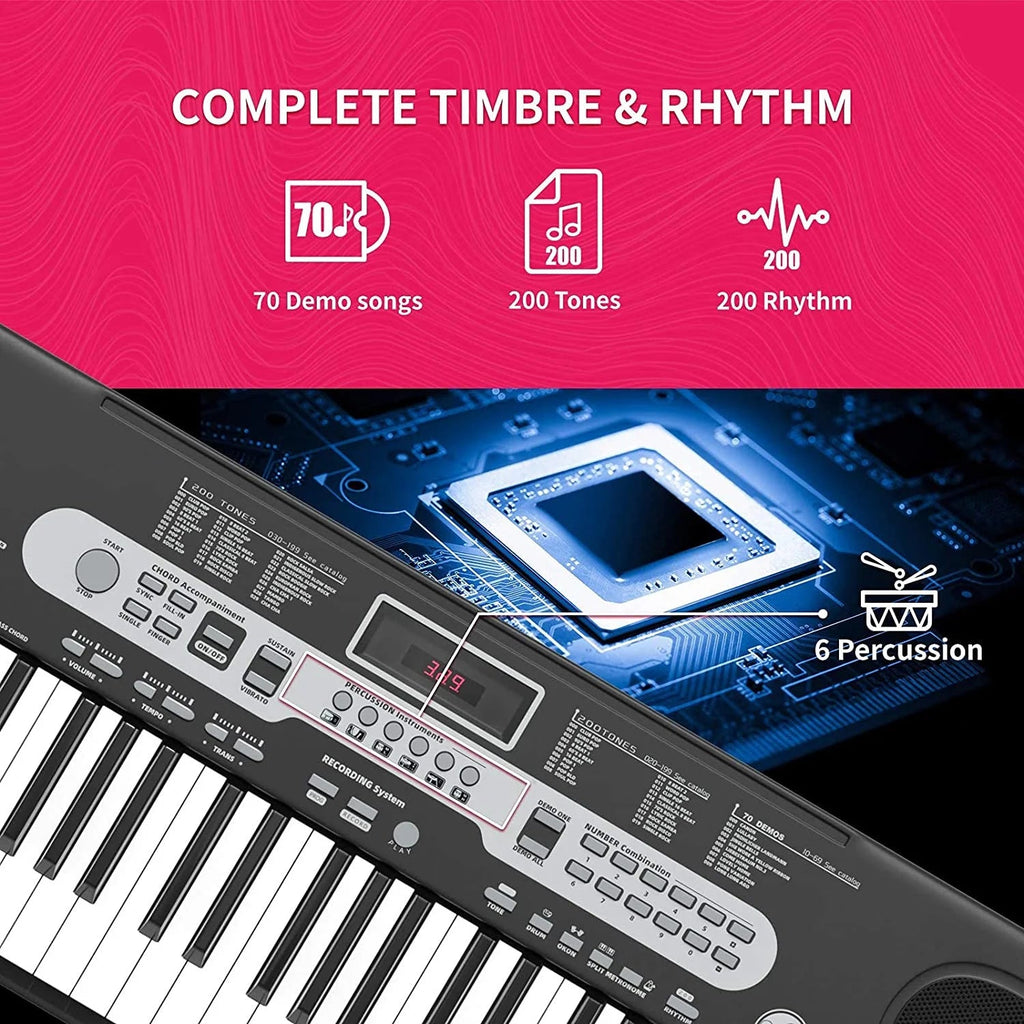 61 Key Piano Keyboard Portable Electric Keyboard with Microphone - GadgifyLab