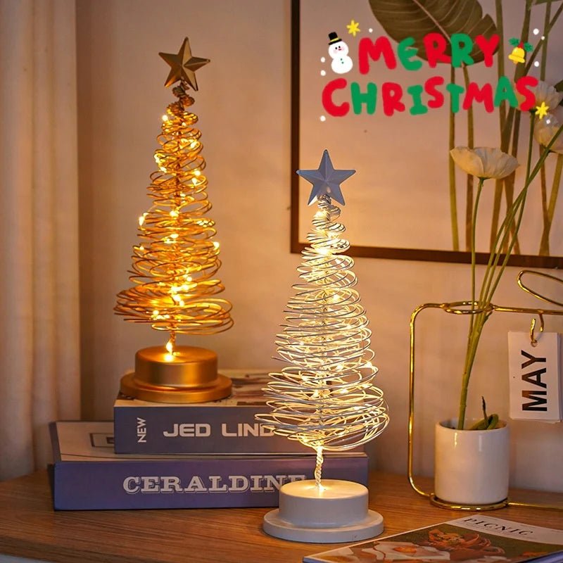 “LED Spiral Christmas Tree Lamp – Wrought Iron Desk Ornament for Festive Decor” - GadgifyLab