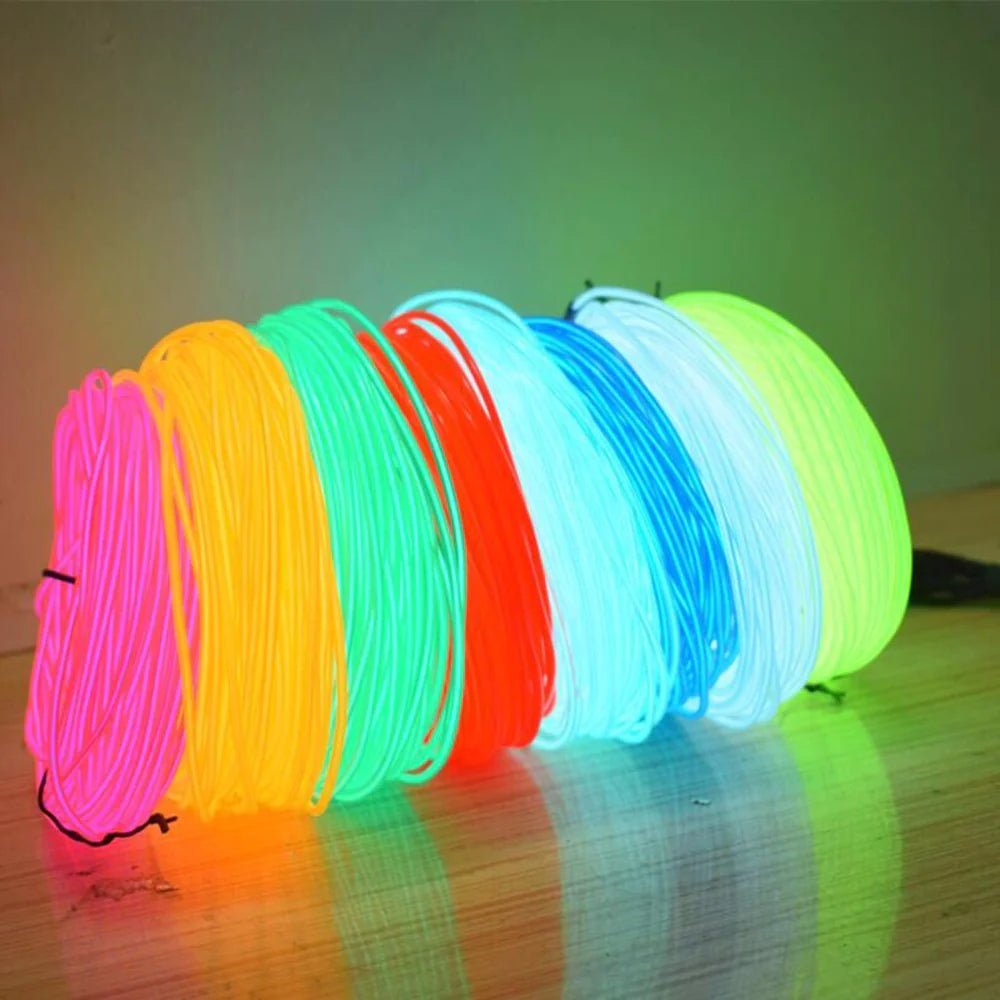 Neon LED Light Glow EL Wire String Strip Rope Tube Decor Car Party + Controller - GadgifyLab