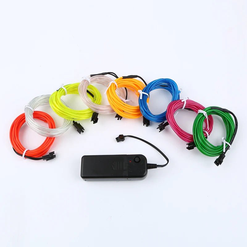 Neon LED Light Glow EL Wire String Strip Rope Tube Decor Car Party + Controller - GadgifyLab