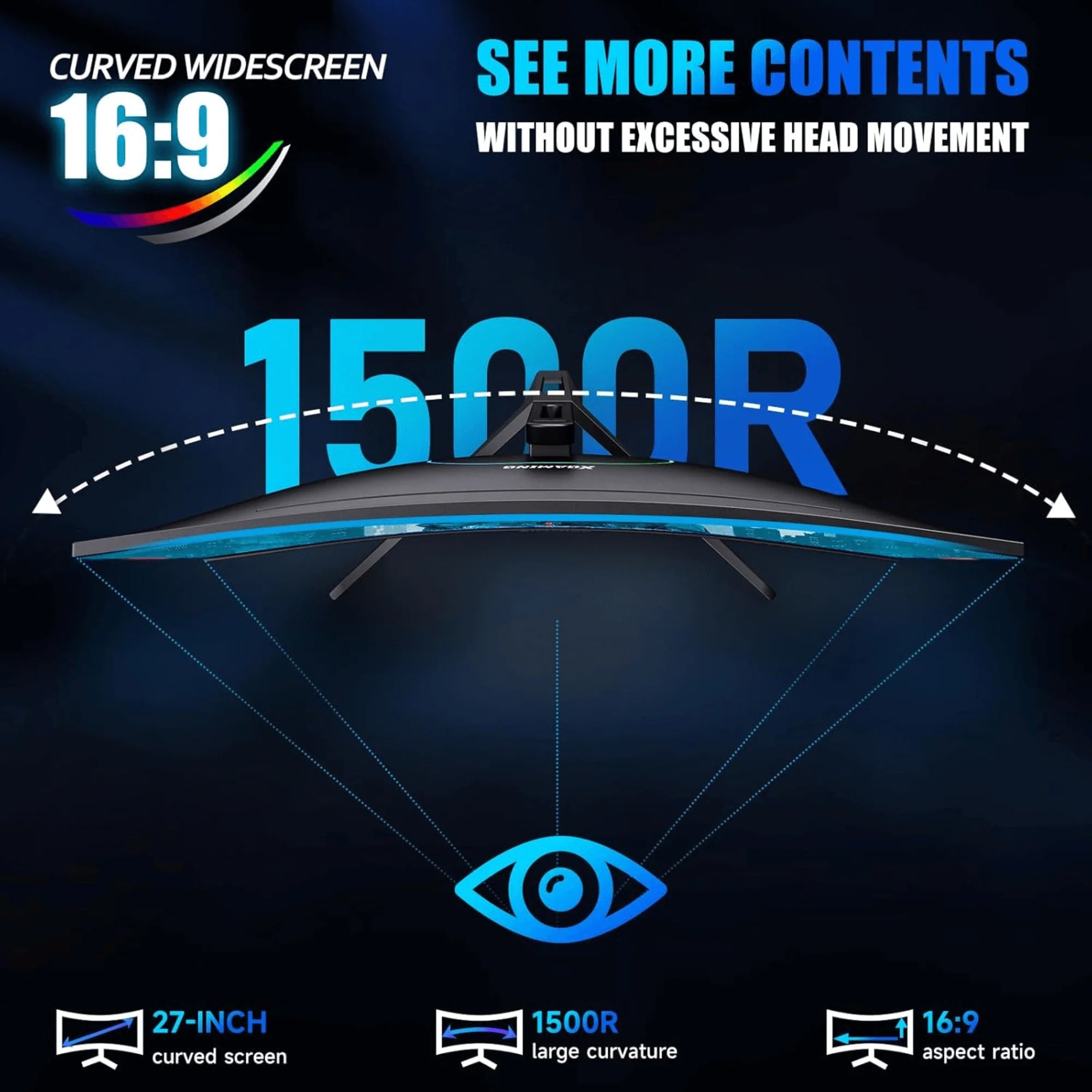 Norcent 27 - Inch FHD VA Gaming Curved Monitor with Rainbow Lights - GadgifyLab
