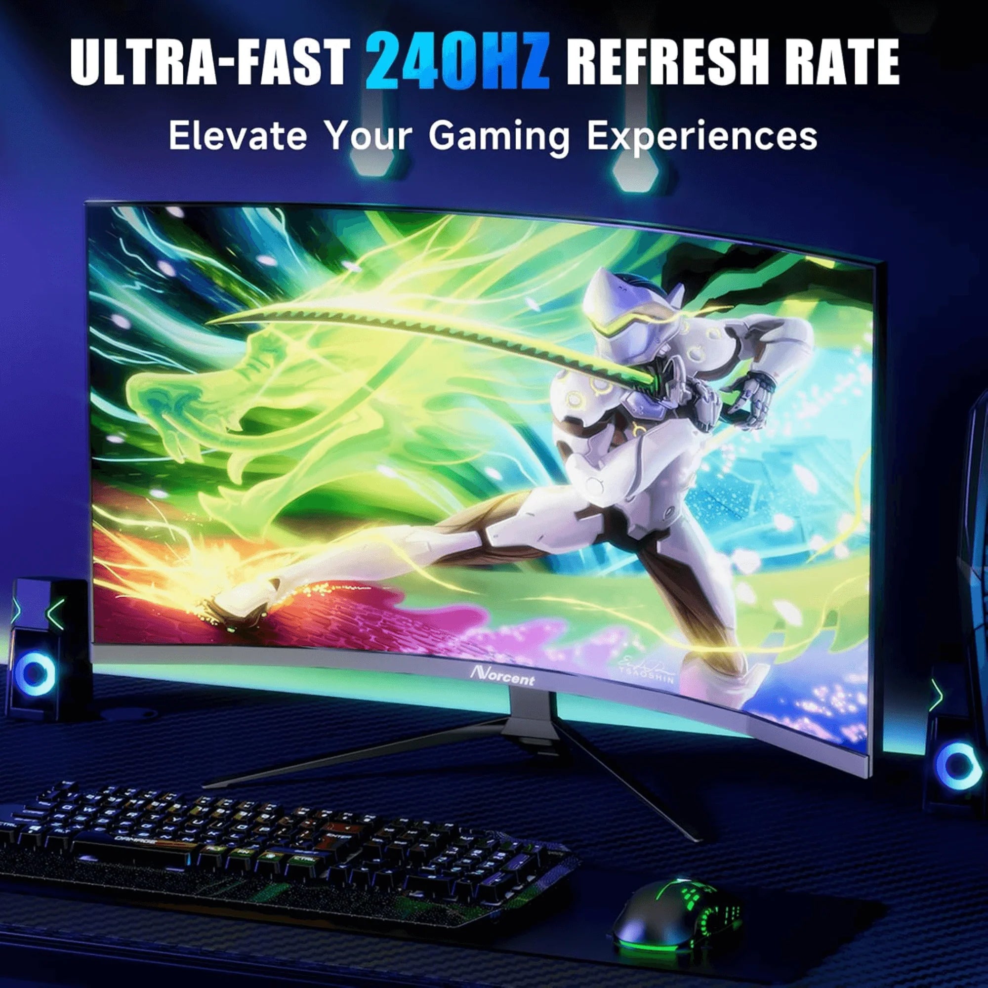 Norcent 27 - Inch FHD VA Gaming Curved Monitor with Rainbow Lights - GadgifyLab